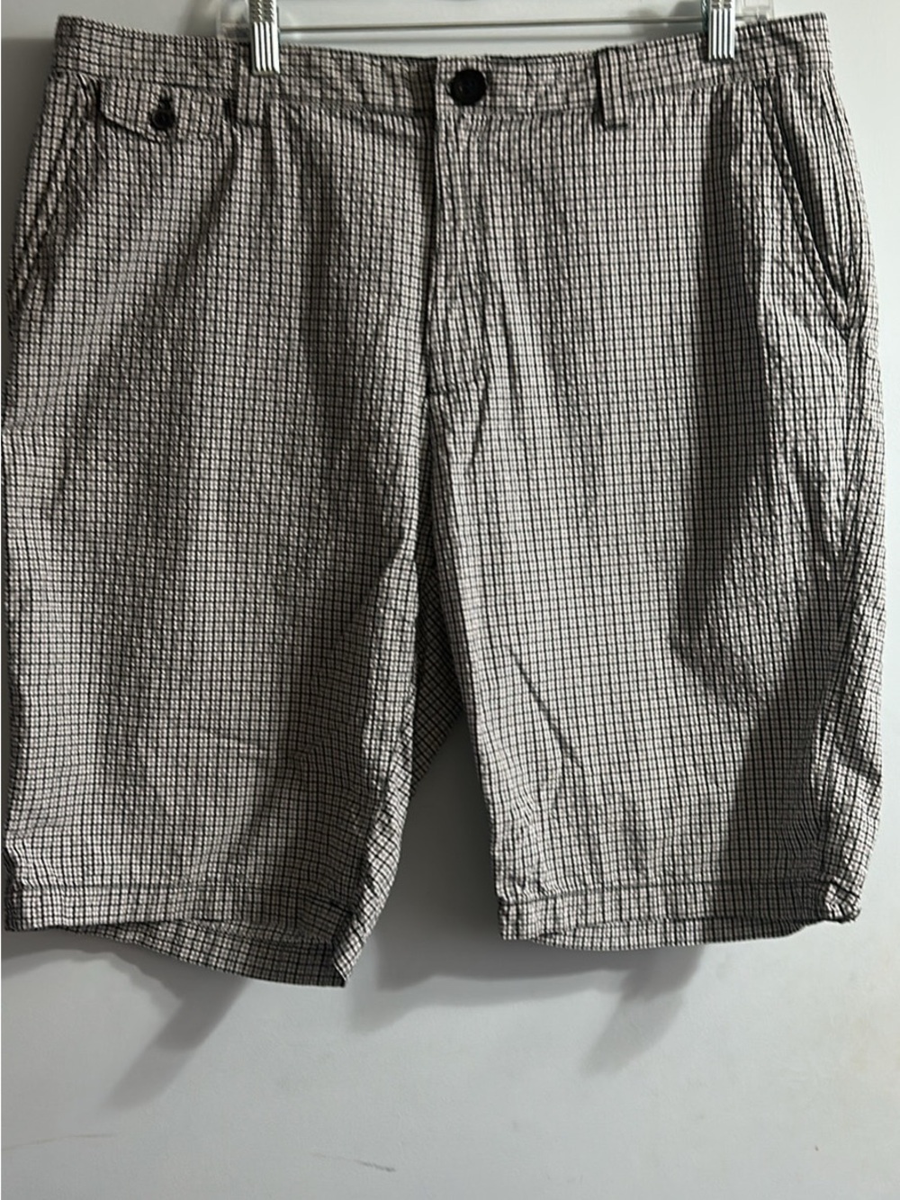 Calvin Klein Black and White Micro-Check Flat Front Shorts